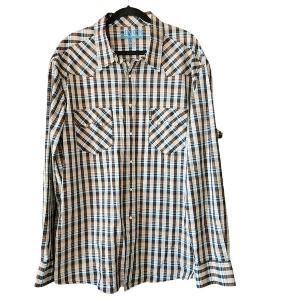 Cinch Western Cowboy Shirt Long Sleeve Pearl Snap Multicolor Shirt Mens Size XXL